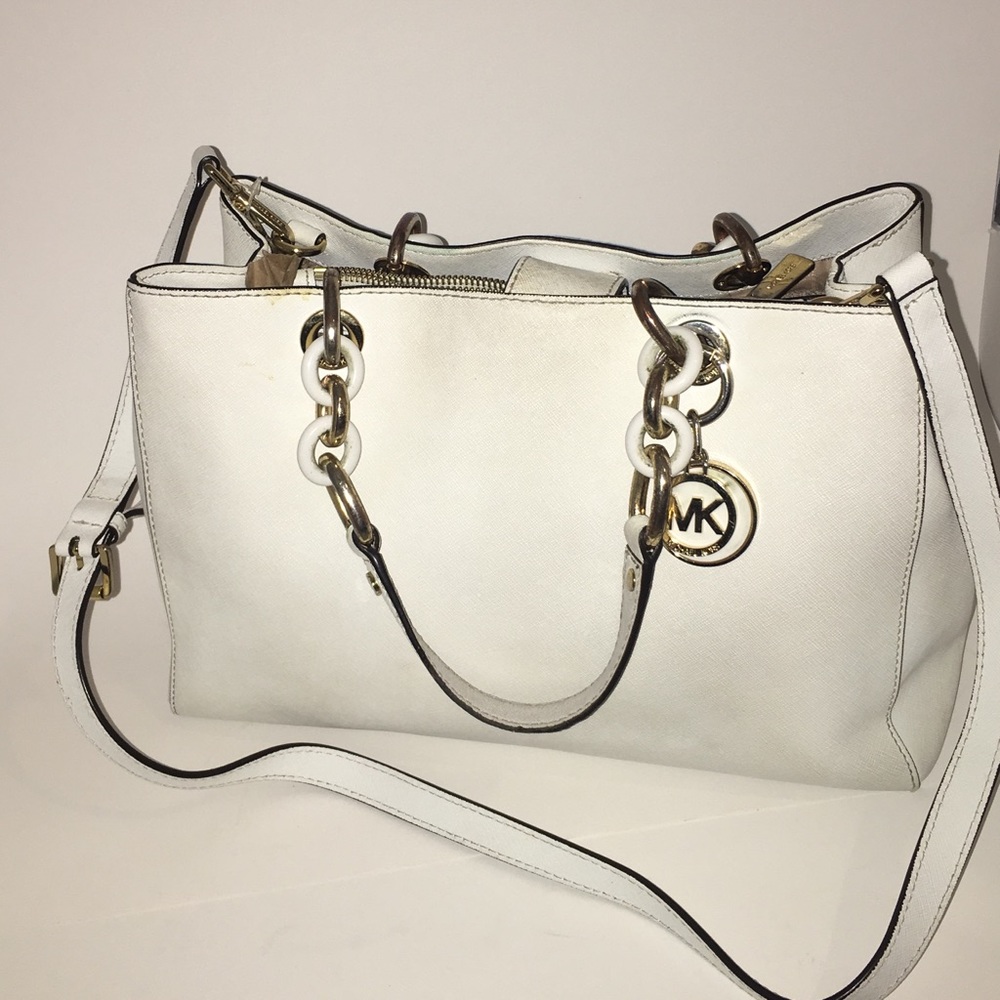 Michael Kors White Leather Satchel Purse